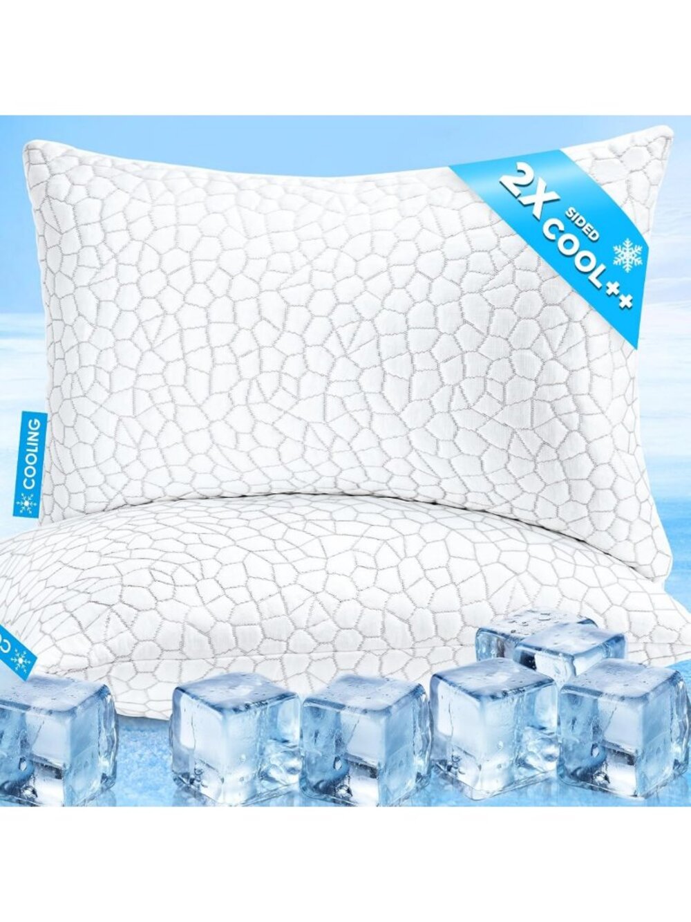 Cooling King Size Pillows Set of 2 - Firm Shredded Memory Foam for All Sleepers